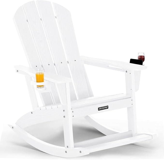 Outdoor Oversized Adirondack Rocking Chairs, All Weather HDPE Patio Rocking by ABCPATIO