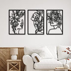 CHENGU 3 Pieces Metal Minimalist Abstract Woman Wall Art Line Drawing Wall Art Decor Single Line Female Home Hanging for Kitchen Bathroom Living Room - Image 3
