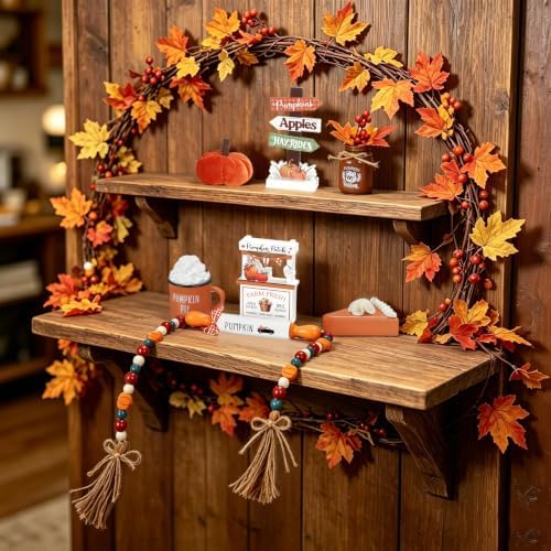 8Pcs Fall Tiered Tray Decor Set, Farmhouse Fall Decorations for Home Indoor - Image 6