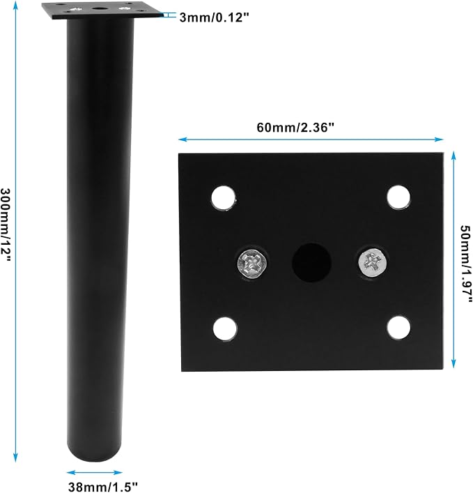 Set of 4 Aluminum Alloy Furniture Legs 12 Inch Height, 1.5 Inch Diameter - Image 2