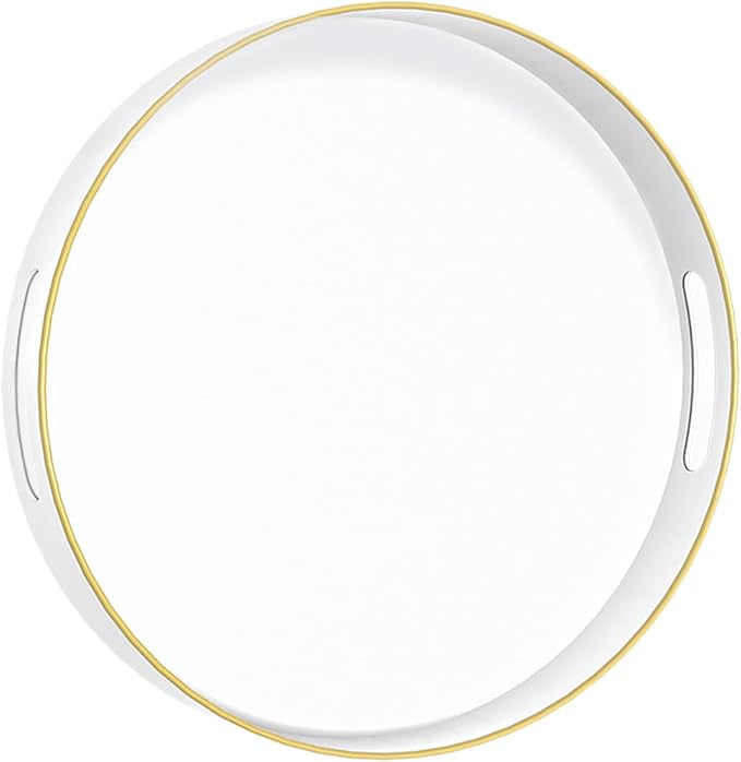 MAONAME White Decorative Tray for Coffee Table, Modern Round Serving Tray by MAONAME