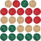 DomeStar 24 PCS Christmas Decorative Balls, 2 Inch Rattan Bowl Fillers by DOMESTAR