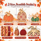 AstraVox 3Pcs Wooden Pumpkin Fall Decor, Rustic Autumn Decorations for Home - Image 3