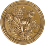 S-MANTIS Vintage Wall Sculpture,Antique Pediment,Hallway Wall Art,Hand Painted Floral Wall Decoration Accent Artworks for Indoor Kitchen Bedroom Living Room Office Outdoor Garden Patio (Antique Gold) by S-MANTIS
