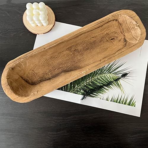 Wooden Dough Bowl Decor, Vintage Wooden Bowl Hand Carved Home Decor for Dining Table Center, Living Room, Kitchen Decor. (20inch brown) - Image 6