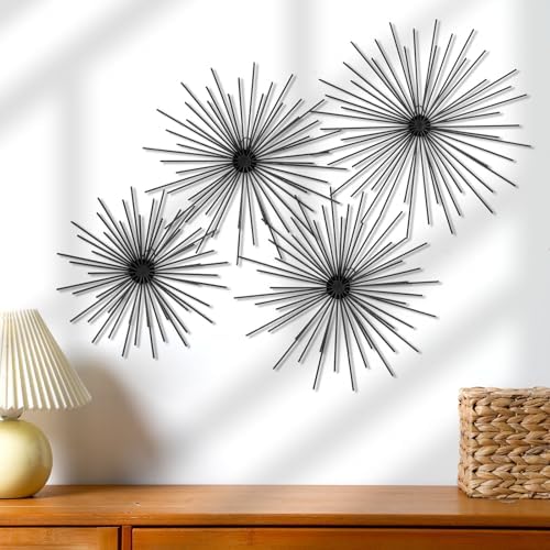 Shimeyao 4 Pcs Black Starburst Wall Decor Metal 3D Spike Wall Art Set by Shimeyao