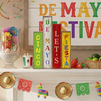 Lineshading 4 Pcs Cinco De Mayotable Decor Wooden Books Stack Mexican Sign - Image 5