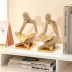 Sparkling Gold Reading Women Statue Set, Thinker Sculptures, Abstract Art Ornament, Modern Aesthetic Figurine Decoration for Home Living Room Bedroom Office Shelf Table Desk Bookshelf Decor - Image 5