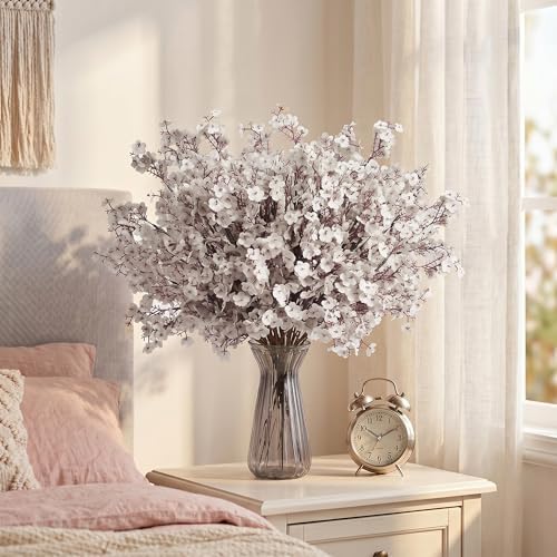 SITUMEIZI 6Pcs White Artificial Baby's Breath Flowers 19.3 Inch Silk Gypsophila Bundles Real Touch Fake Flowers for Wedding, Home Decor, Fall Centerpieces DIY Floral Arrangement - Image 3
