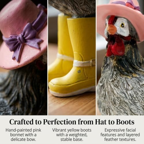 Chicken Figurine, Resin Farmhouse Kitchen Decor, 7.4 Inches - Image 5