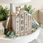 Lineshading 4 Pcs Christian Table Decor Wooden Book God All Things Possible - Image 2