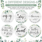 Queekay House Warming Gifts New Home Farmhouse Coasters Set of 6, Sage - Image 4