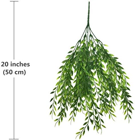 CATTREE Artificial Weeping Willow, Plastic Plants Greenery Leaves Fake Hanging Vine Faux Ivy Garland UV Resistant for Indoor Outdoor Garden Baskets Wedding Party Table Decor Decoration 4 Pack - Image 6