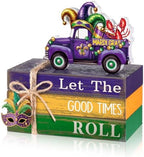4 Pcs Table Decorations Tiered Tray Decorations Mini Wooden Books Signs for Office Shelf Classroom Tabletop Bookshelf(Mardi Gras) by Anglechic