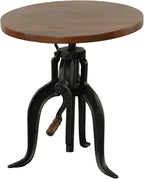 Carolina Chair & Table Adjustable Hand Crank 18" Wooden Top Rustic Side Table - Image 4