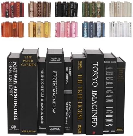 ORITZIO Oversized Set of 9 Faux Books with Hidden Storage (Black), Fashion Books, Coffee Table Accessory, Bookshelf Decor, Home Staging by Unknown
