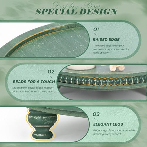 EOSAHR Beaded Round Display Riser for Farmhouse Home Decor, Green - Image 6
