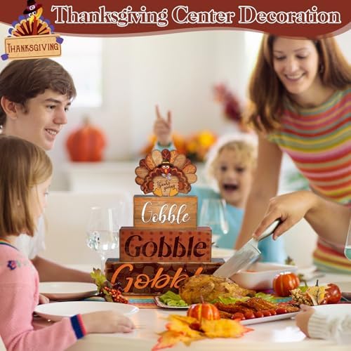 4 Pcs Thanksgiving Decor for Home Turkey Cute Wooden Sign with Sayings - Image 5