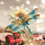 Dragonfly Ornament Stained Glass Style – Acrylic Window Hanging Suncatcher with Flower, Dragonfly Gifts for Women, Christmas Tree Ornament, Whimsical Home & Garden Décor(Sun-21) - Image 5