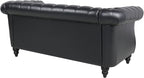 LEVNARY Leather Sofa, Chesterfield Tufted Upholstered 2 Seater Couch, Modern - Image 5
