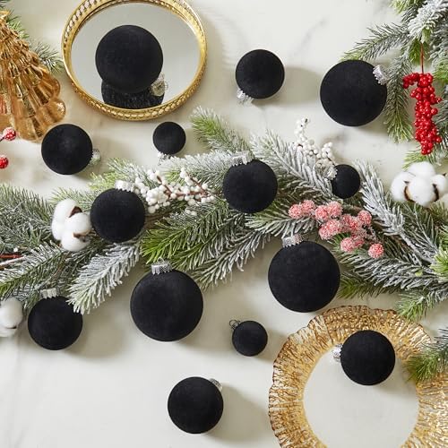 Velvet Christmas Ornaments Set 38Pcs Flocked Shatterproof Christmas Ornaments for Christmas Tree Decorations Xmas Decorative Hanging Christmas Ball Ornaments for Holiday Home Decor - Image 6