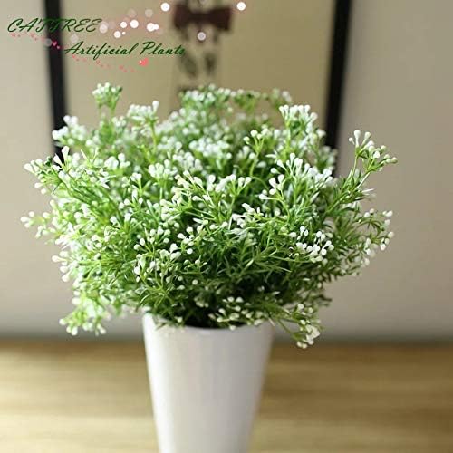 CATTREE Artificial Plants, Faux Plastic Pearl Flowers Shrubs Fake Grass Leaves Simulation Greenery Bushes Indoor Outside Home Garden Office Yard Verandah Wedding Decor - 4 Bundles - Image 2