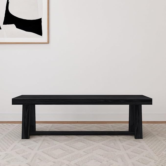 Plank+Beam 60 Inch Farmhouse Dining Bench, Solid Wood Entryway Bench, Wooden - Image 3