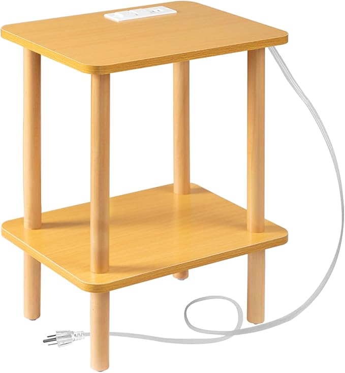 FORAOFUR End Table with Charging Station, Small Tables by FORAOFUR