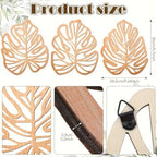Palm Leaves Wood Wall Decor , 3Pcs Tropical Wall Art Jungle Decor, Wooden Natural Leaves Plant Wall Decor, Vintage Tropical Plant Plaque for Home Living Room Kitchen Bedroom Bathroom & Garden, Light Brown - Image 5