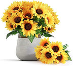 Mocoosy 4 Bunches Artificial Sunflower Bouquets, Fake Sunflowers with Stems, Silk Wildflowers Realistic Yellow Faux Sun Flowers for Wedding Decorations Fall Floral Arrangements Home Garden Table Decor by Mocoosy