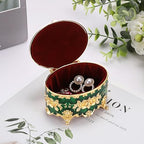 Hipiwe Vintage Jewelry Box Oval Trinket Ring Display Case, Antique Green - Image 2