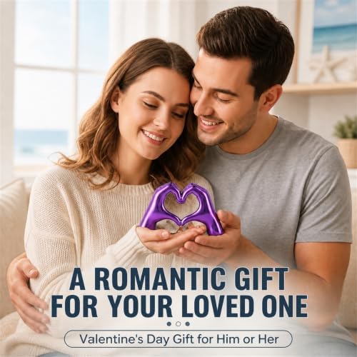 Purple Room Decor Accents, Heart Hand Statues and Sculptures, Purple Shelf Decor Figurines for Home Living Room Office entryway Table top Bohemian Wedding Decor. - Image 5