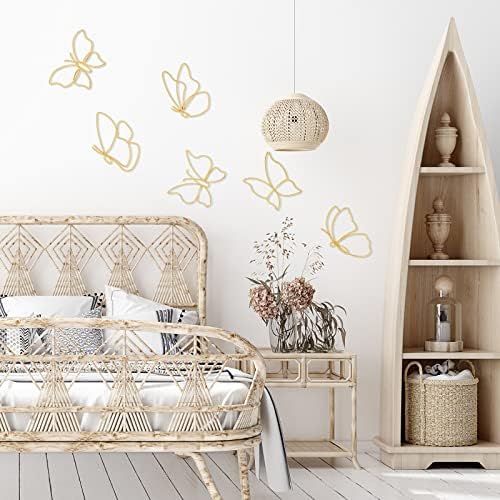 Hotop 6 Pieces Gold Metal Butterfly Wall Decor Wired Butterflies Wall Art - Image 6
