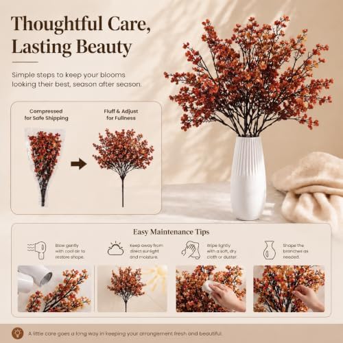 Mandy's 6 Bundles Artificial Burnt Orange Baby’s Breath Flowers - Image 6