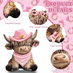 Wesiti 2 Pcs Highland Cow Figurines Resin Farmhouse Coffee Decor Statues - Image 4