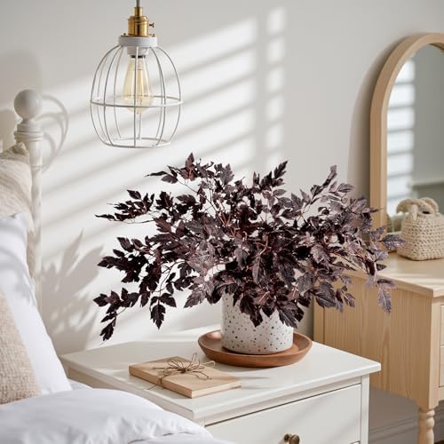 Ttranewsoo Artificial Fall Stems for Vase, 23.6 Inch Faux Cimicifuga Leaf Branches, Silk Fake Leaves Spray for Autumn Home Decor, Dining Table Centerpiece, Fireplace Mantel Decor, 8PCS （No vase） - Image 4