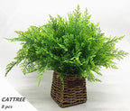 CATTREE Artificial Shrubs Bushes, Plastic Plants Fern Leaves Fake Persian Grass Wedding Indoor Outdoor Home Garden Verandah Kitchen Office Table Centerpieces Arrangements Christmas Decoration 8 pcs - Image 2