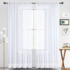 SpaceDresser Basic Rod Pocket Sheer Voile Window Curtain Panels White 1 Pair 2 by SpaceDresser
