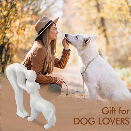 Abstract Person and Dog Sculpture Head-to-Head Figurine White - Image 2