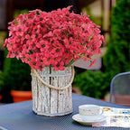 Artificial Outdoor Flowers,8 Bundles UV Resistant Fake Flowers,Artificial Violet Flower Plastic Faux Greenery Plants for Outdoor Garden Porch Window Box Decoration(Rose Red) - Image 5
