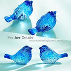 2 Pcs 3 Inch Blue Blown Glass Bird Figurines Miniature Decor - Image 6