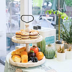 Mustry Rustic Wooden 2-Tier Tray Stand for Farmhouse Kitchen & Home Decor - Image 3