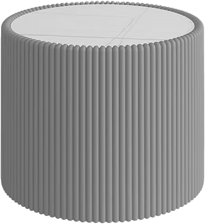 SSLine Round Drum Coffee Table Modern Sintered Stone Top Side End Table in Grey - Image 6