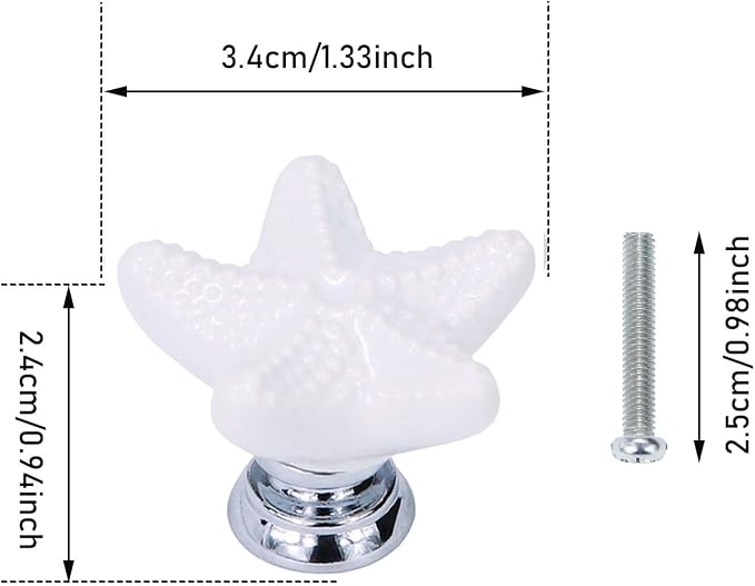 Starfish Drawer Knobs Coastal Kitchen Cabinet Knos Beach Themeb Knob Ceramic - Image 2