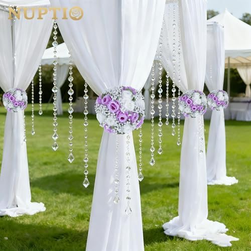 NUPTIO Flower Balls for Table Centerpieces: Purple & White Artificial Rose - Image 6