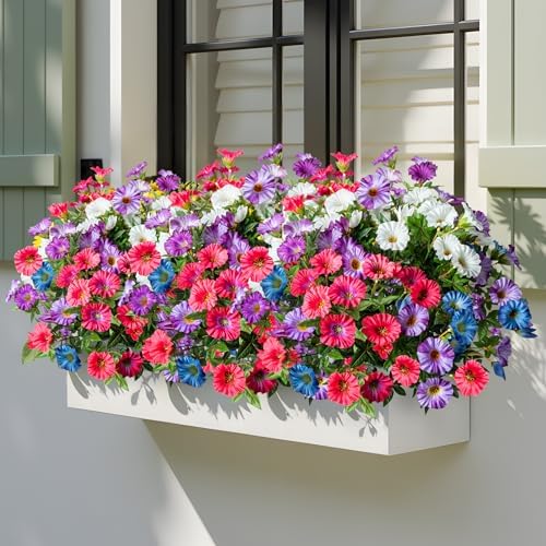 Colorful Artificial Morning Glory Flowers for Outdoor Planters, Premium UV Resistant Silk Faux Flowers for Porch, Hanging Basket & Window Box, Vibrant Garden Decor, No Pot, 13.3 Inch, 8 Bundles - Image 4