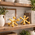 4 Inch Gold Jacks Decor Set of 2 - Image 2