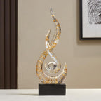 Modern Abstract Art Table Decoration,Resin Flame Statue Modern Centerpiece Ornaments for Living Room Great Gift Idea Home Decor,Collectibles (White+Gold) - Image 4
