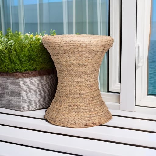 Household Essentials Handwoven Water Hyacinth Wicker Stool - Image 2