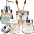 Amolliar Glass Mason Jar Bathroom Accessories Set 4 Pcs (Brushed Nickel) by Amolliar
